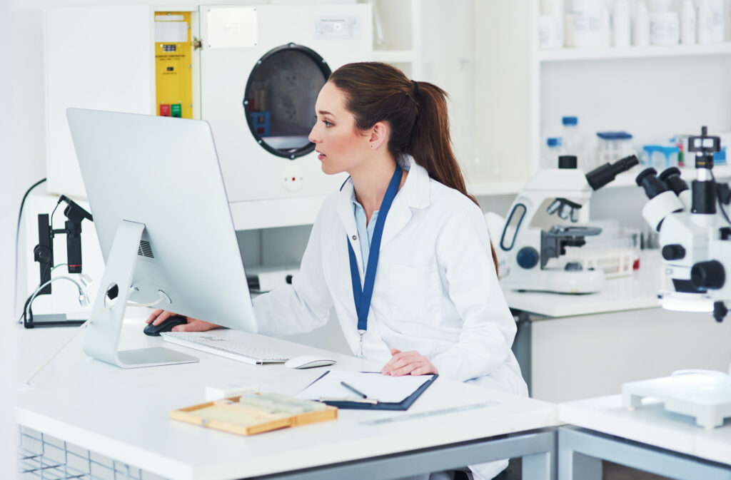 Pathologist using AI and deep machine learning for digital pathology